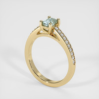 0.68 Ct. Bluish Green Sapphire Ring, 18K Yellow Gold 2