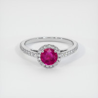 0.68 Ct. Pinkish Red Ruby Ring, 10K White Gold 1