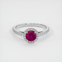 0.63 Ct. Pinkish Red Ruby Ring, 10K White Gold 1