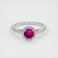 0.61 Ct. Pinkish Red Ruby Ring, 10K White Gold 1