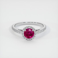 0.85 Ct. Pinkish Red Ruby Ring, 10K White Gold 1