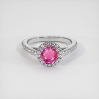 1.23 Ct. Pink Sapphire Ring, 18K White Gold 1