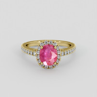 1.65 Ct. Purplish Red Ruby Ring, 14K Yellow Gold 1