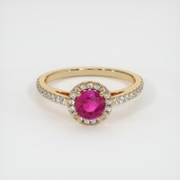 0.70 Ct. Ruby Ring, 18K Yellow Gold 1