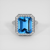 7.72 Ct. Swiss Blue Topaz Ring, 14K White Gold 1