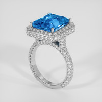 7.72 Ct. Swiss Blue Topaz Ring, 14K White Gold 2