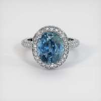 4.33 Ct. Greenish Blue Sapphire Ring, 14K White Gold 1