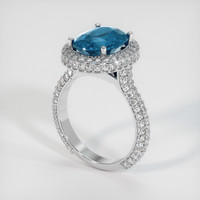 4.33 Ct. Greenish Blue Sapphire Ring, 14K White Gold 2