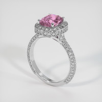 3.25 Ct. Pink Sapphire Ring, 18K White Gold 2