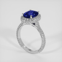 3.17 Ct. Blue Sapphire Ring, 18K White Gold 2