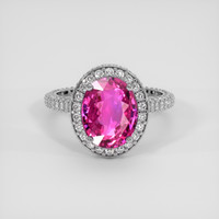4.03 Ct. Pink Sapphire Ring, 18K White Gold 1