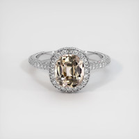 1.59 Ct. Peach Sapphire Ring, 18K White Gold 1