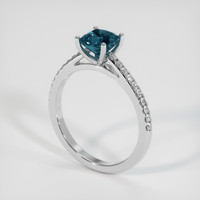 1.37 Ct. Greenish Blue Sapphire Ring, Platinum 950 2