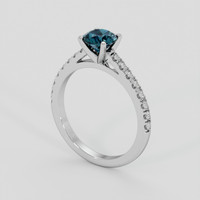 0.93 Ct. Greenish Blue Sapphire Ring, Platinum 950 2