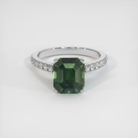 3.66 Ct. Green Sapphire Ring, Platinum 950 1