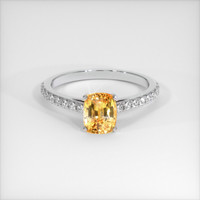 1.16 Ct. Orangish Yellow Sapphire Ring, Platinum 950 1