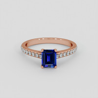 0.98 Ct. Blue Sapphire Ring, 14K Rose Gold 1