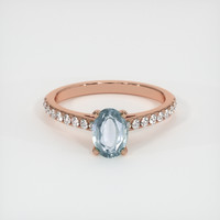 1.13 Ct. Greenish Blue Sapphire Ring, 14K Rose Gold 1