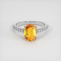 2.10 Ct. Orangish Yellow Sapphire Ring, 10K White Gold 1