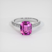4.07 Ct. Purplish Pink Sapphire Ring, 10K White Gold 1