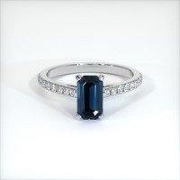 1.36 Ct. Bluish Green Sapphire Ring, 10K White Gold 1