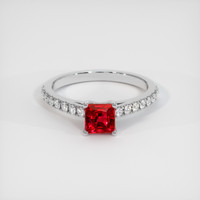 1.00 Ct. Ruby Ring, 14K White Gold 1