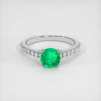 0.77 Ct. Emerald Ring, 18K White Gold 1