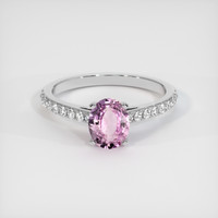 1.06 Ct. Pink Sapphire Ring, 18K White Gold 1