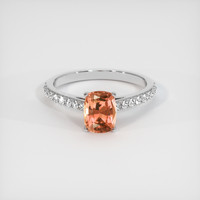 1.59 Ct. Padparadscha Sapphire Ring, 18K White Gold 1