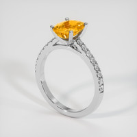 2.10 Ct. Orangish Yellow Sapphire Ring, 18K White Gold 2