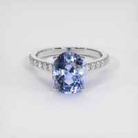3.33 Ct. Blue Sapphire Ring, 18K White Gold 1