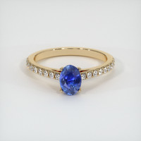 0.89 Ct. Blue Sapphire Ring, 10K Yellow Gold 1