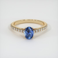 0.82 Ct. Blue Sapphire Ring, 10K Yellow Gold 1