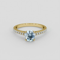 1.32 Ct. Greenish Blue Sapphire Ring, 10K Yellow Gold 1