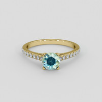1.08 Ct. Bluish Green Sapphire Ring, 14K Yellow Gold 1