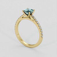 1.08 Ct. Bluish Green Sapphire Ring, 14K Yellow Gold 2