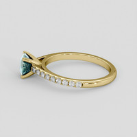 1.08 Ct. Bluish Green Sapphire Ring, 14K Yellow Gold 4