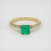 0.99 Ct. Emerald Ring, 18K Yellow Gold 1