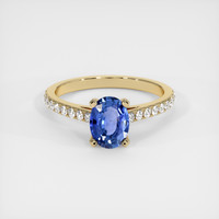 1.24 Ct. Blue Sapphire Ring, 18K Yellow Gold 1