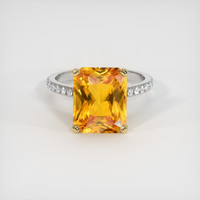 6.06 Ct. Yellowish Orange Sapphire Ring, 14K Yellow & White 1