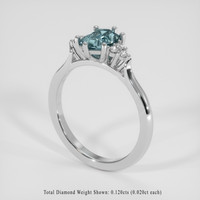 1.42 Ct. Greenish Blue Sapphire Ring, Platinum 950 2