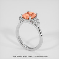 3.00 Ct. Padparadscha Sapphire Ring, Platinum 950 2