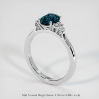 1.51 Ct. Greenish Blue Sapphire Ring, 14K White Gold 2