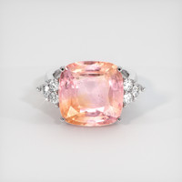 12.48 Ct. Padparadscha Sapphire Ring, 14K White Gold 1