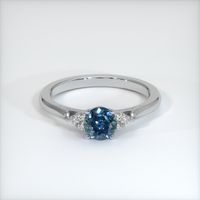 0.62 Ct. Greenish Blue Sapphire Ring, 14K White Gold 1