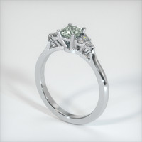 0.63 Ct. Green Sapphire Ring, 14K White Gold 2