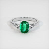 1.08 Ct. Emerald Ring, 18K White Gold 1