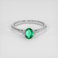 0.73 Ct. Emerald Ring, 18K White Gold 1