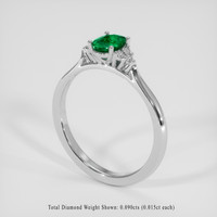 0.73 Ct. Emerald Ring, 18K White Gold 2
