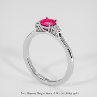 0.45 Ct. Pinkish Red Ruby Ring, 18K White Gold 2